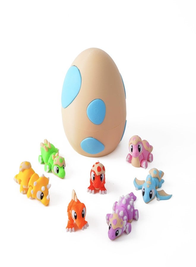 SYEFKJSA 7PCS 3D Printed Mini Dinosaur Eggs Set with Dinosaur Inside, 3D Printed Animal Statues, Articulated Flexible Fidget Toys, Home Office Desk Decoration & Display, Easter Basket Essentials Stuffers - Image 1